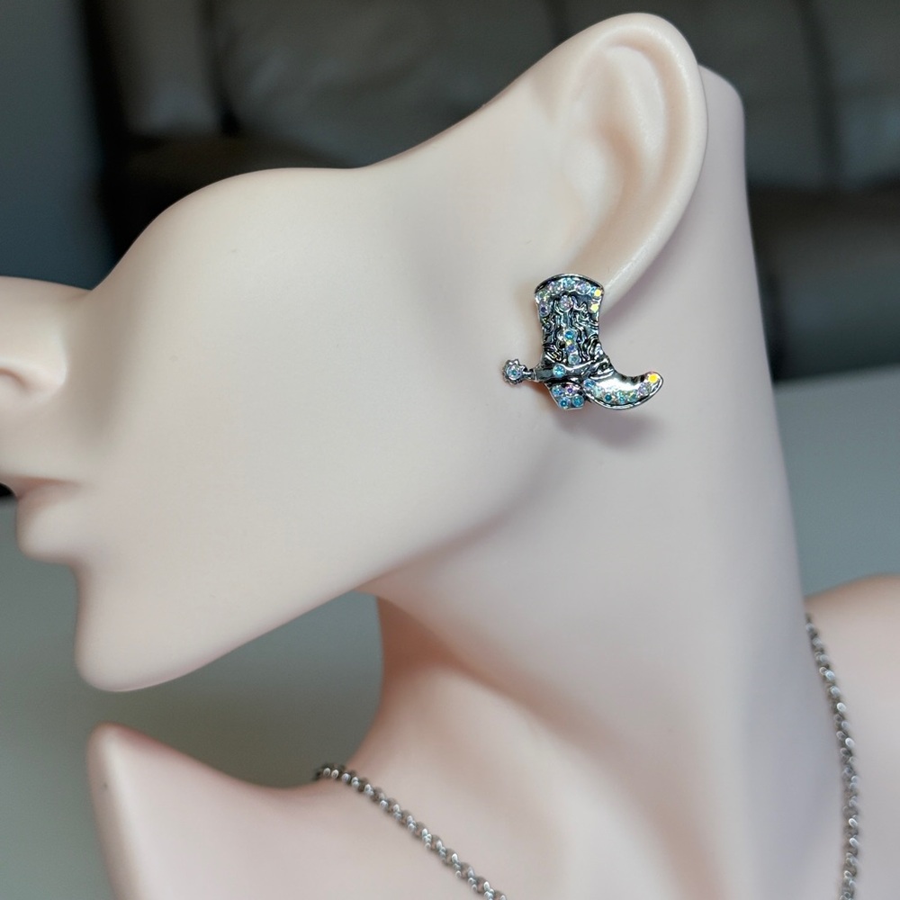 Crystal Top Hat Stud Earrings - Iridescent Multi-Color